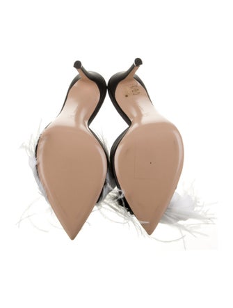 Gianvito Rossi Feather Trim Slides