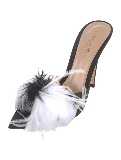 Gianvito Rossi Feather Trim Slides