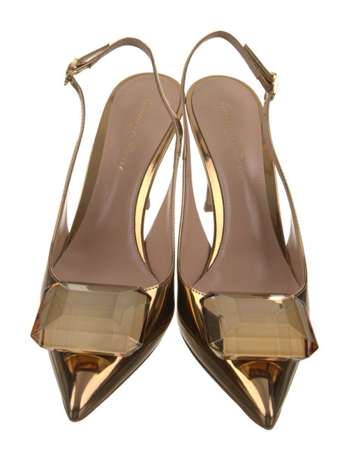 Gianvito Rossi Patent Leather Crystal Embellishments Slingback Pumps
