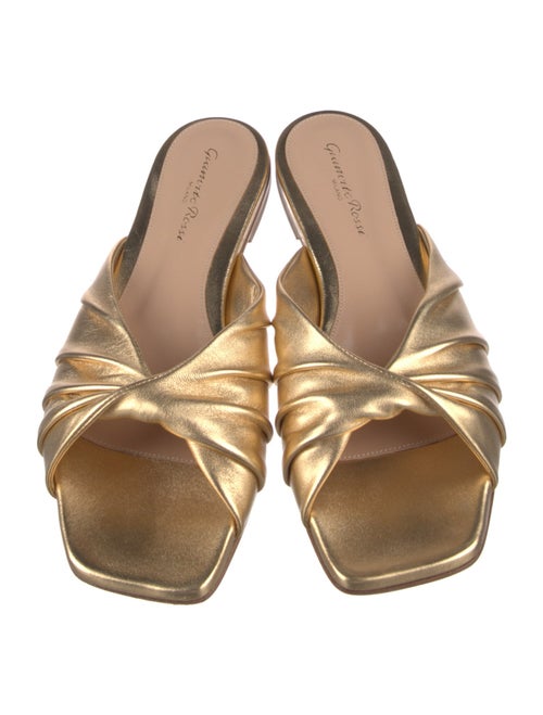 Gianvito Rossi Leather Pleated Accents Slides