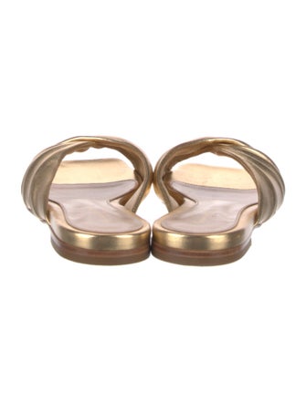 Gianvito Rossi Leather Pleated Accents Slides