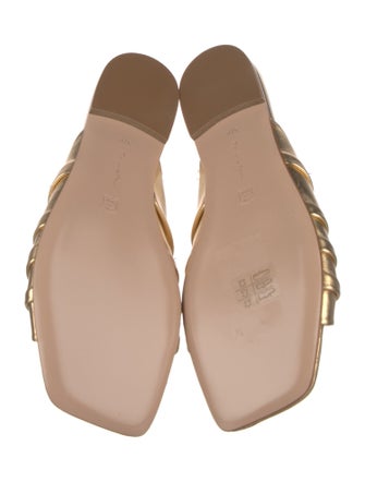 Gianvito Rossi Leather Pleated Accents Slides