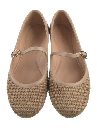 Gianvito Rossi Raffia Mary Jane Flats