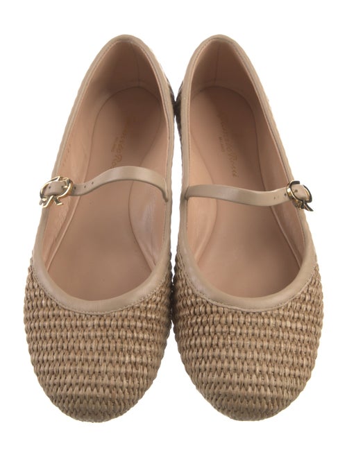 Gianvito Rossi Raffia Mary Jane Flats
