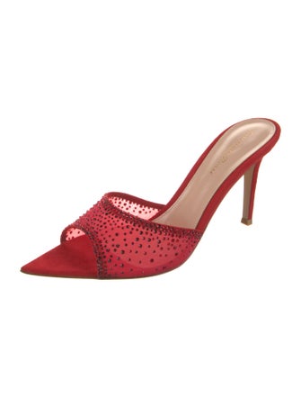 Gianvito Rossi Mesh Crystal Embellishments Slides