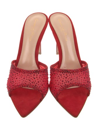Gianvito Rossi Mesh Crystal Embellishments Slides