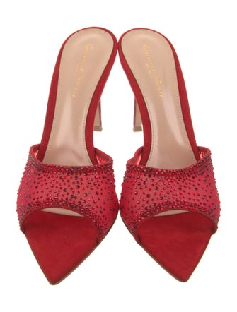 Gianvito Rossi Mesh Crystal Embellishments Slides