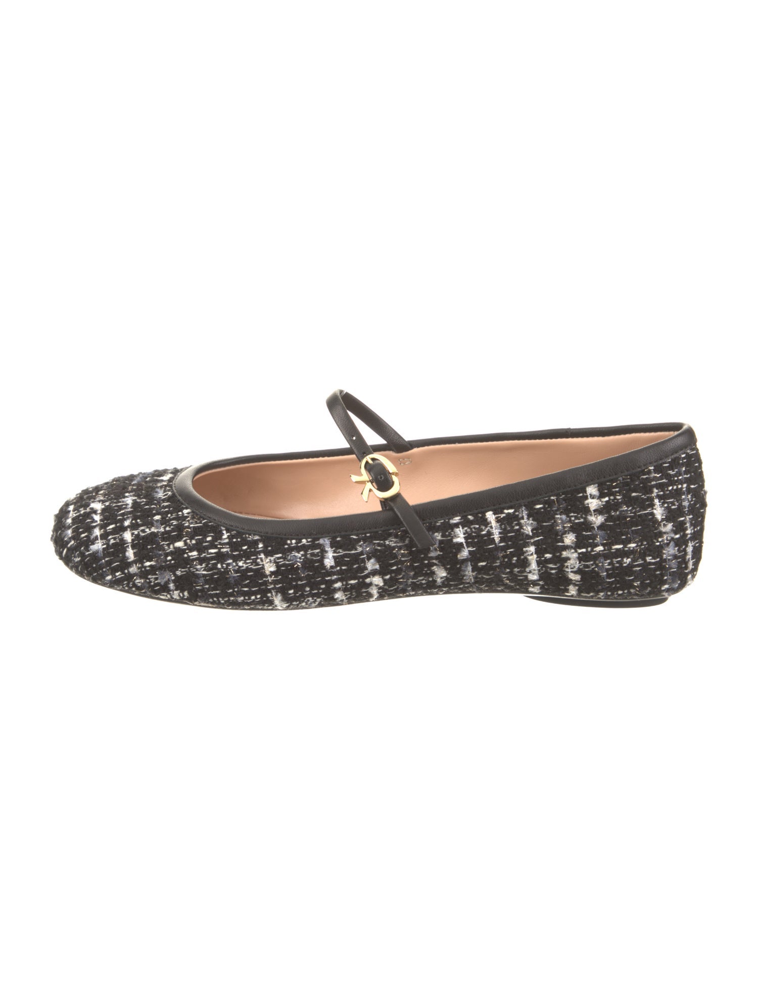 Gianvito Rossi Tweed Tweed Pattern Mary Jane Flats
