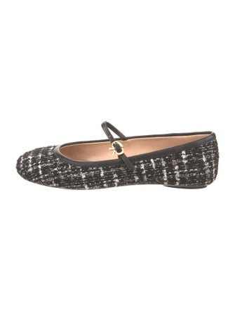 Gianvito Rossi Tweed Tweed Pattern Mary Jane Flats