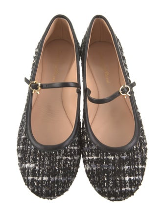 Gianvito Rossi Tweed Tweed Pattern Mary Jane Flats