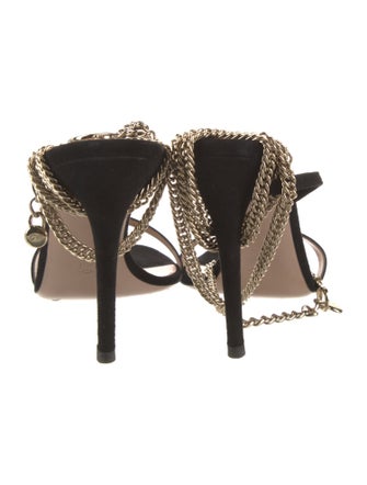 Gianvito Rossi Suede Chain-Link Accents Sandals