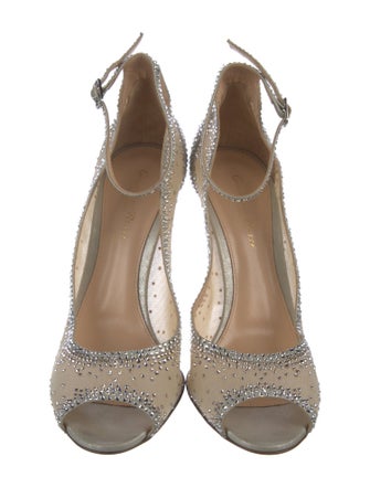 Gianvito Rossi Mesh Crystal Embellishments Pumps