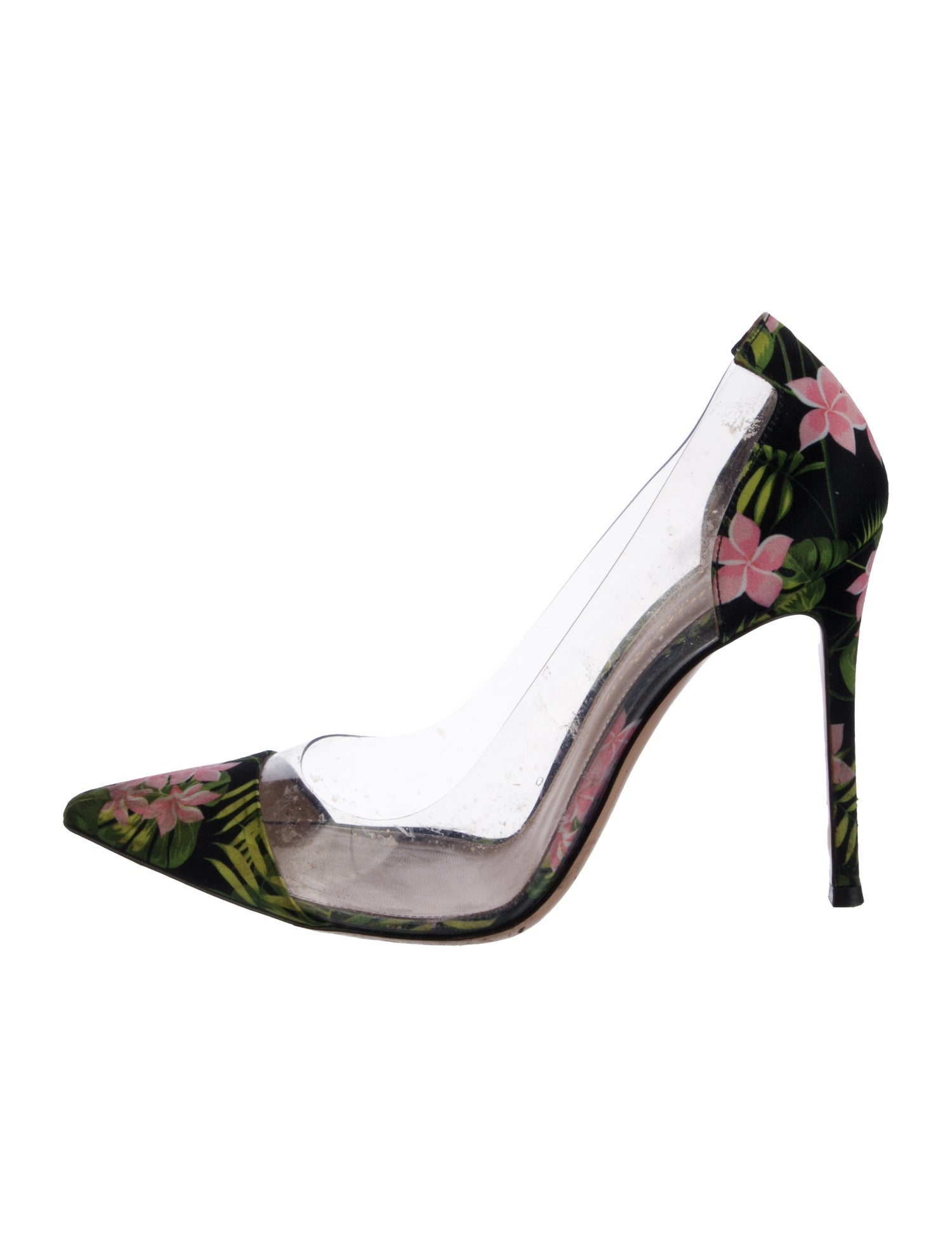 Gianvito Rossi Satin Floral Print Pumps