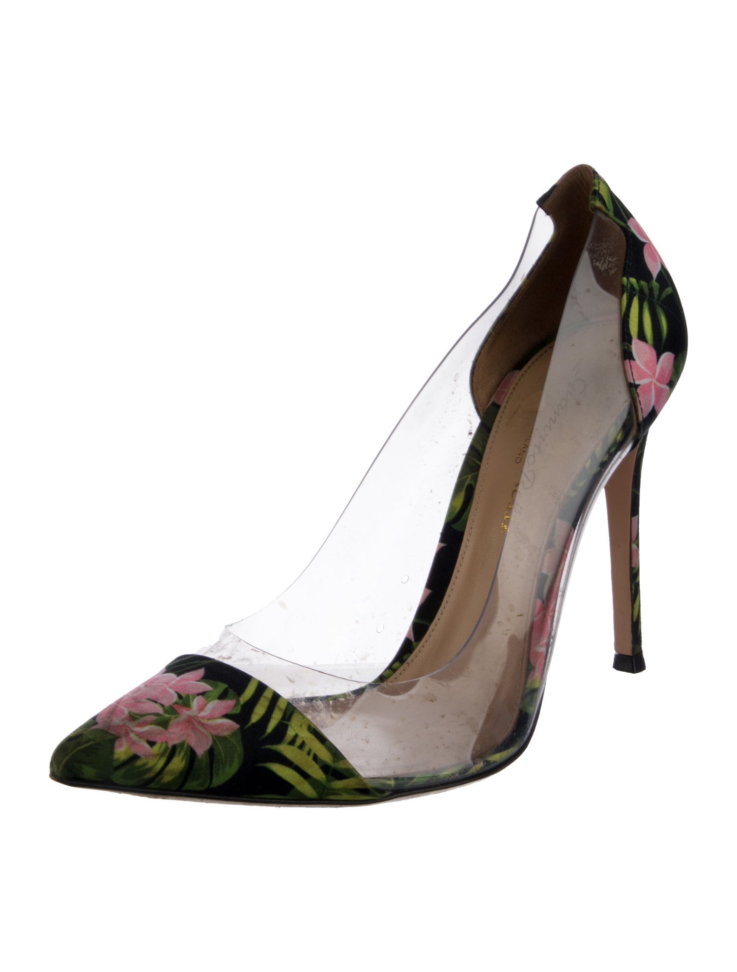 Gianvito Rossi Satin Floral Print Pumps