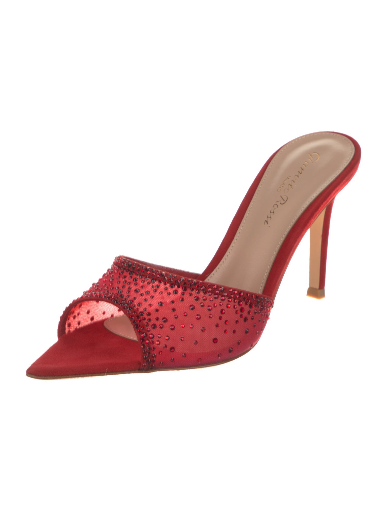 Gianvito Rossi Mesh Crystal Embellishments Slides