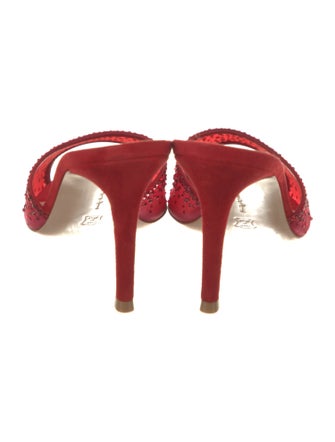 Gianvito Rossi Mesh Crystal Embellishments Slides