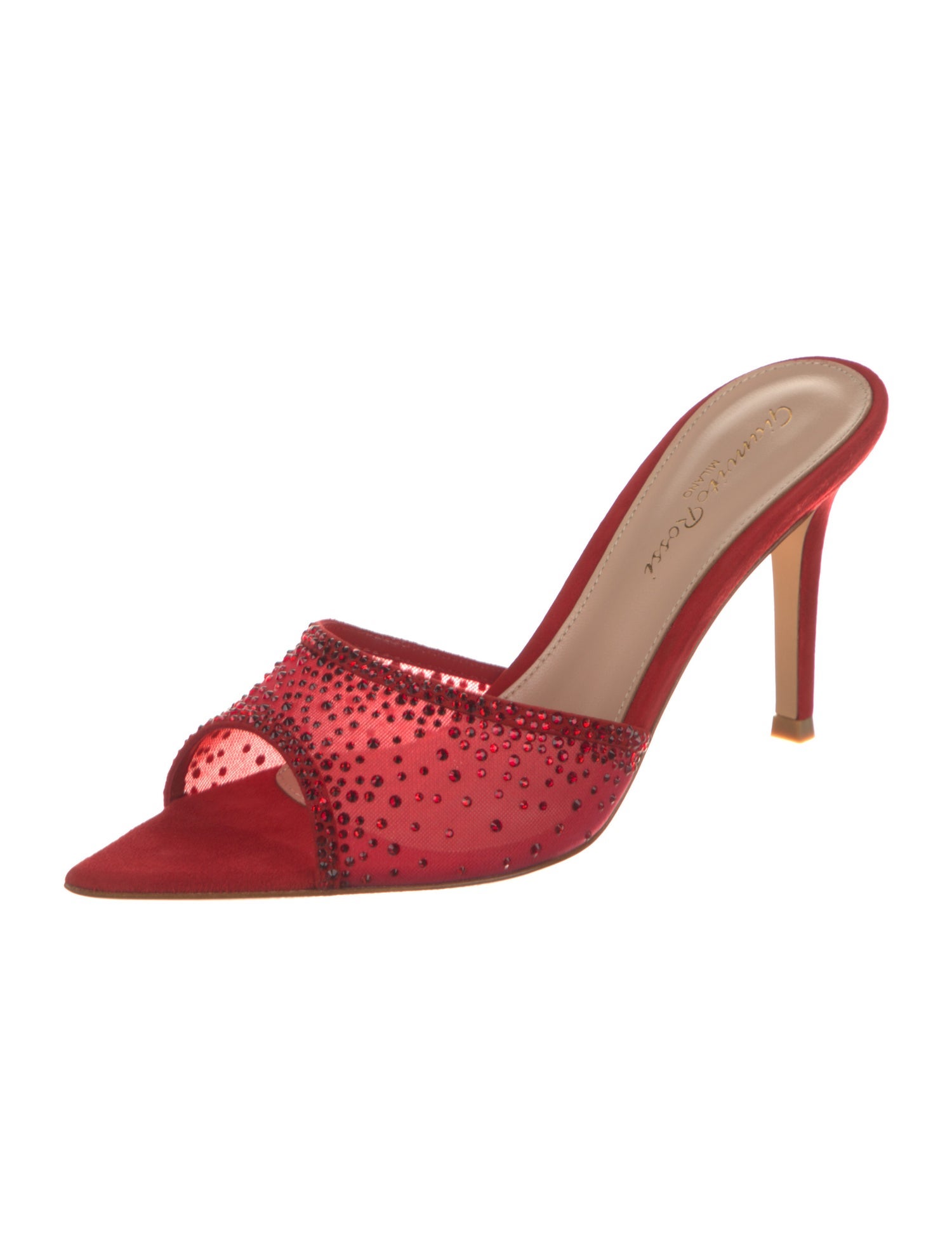 Gianvito Rossi Mesh Crystal Embellishments Slides