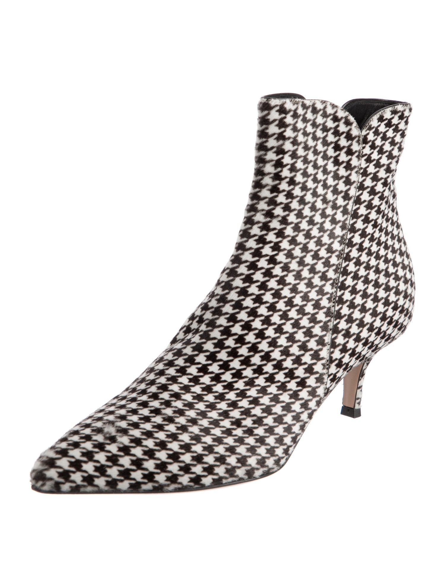 Gianvito Rossi Ponyhair Houndstooth Print Sock Boots