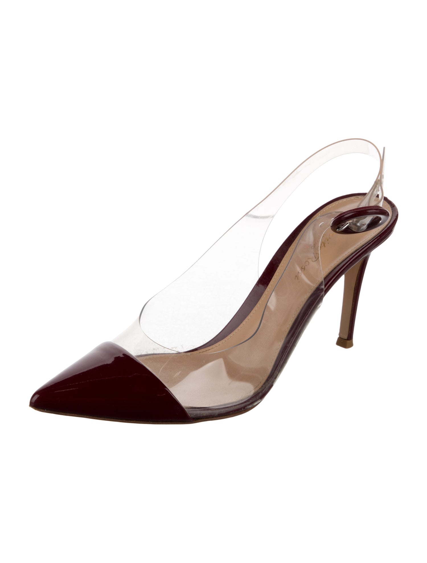 Gianvito Rossi Leather Colorblock Pattern Slingback Pumps