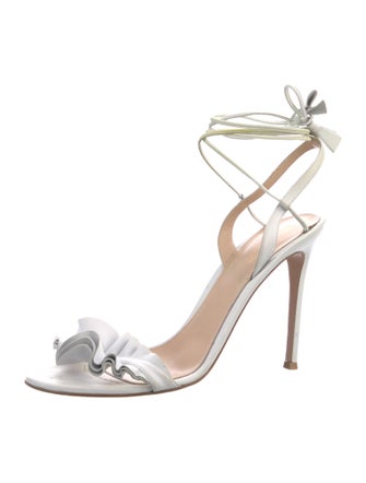 Gianvito Rossi Leather Ruffle Embellishment Sandals