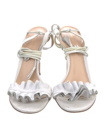 Gianvito Rossi Leather Ruffle Embellishment Sandals