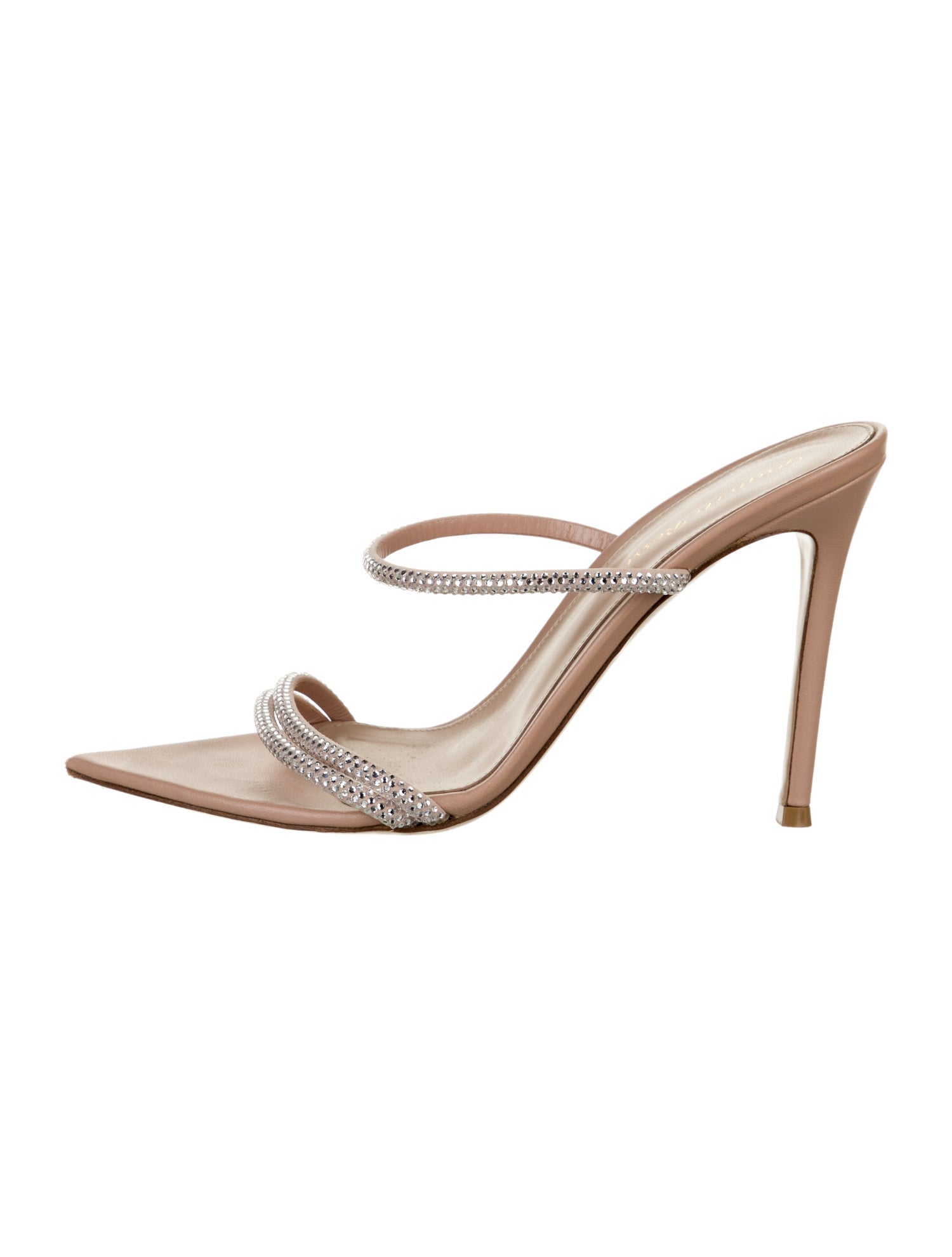 Gianvito Rossi Leather Crystal Embellishments Slides