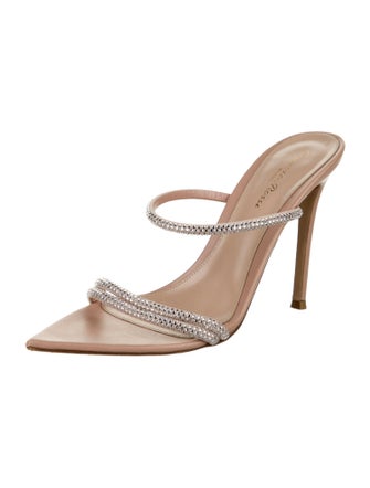 Gianvito Rossi Leather Crystal Embellishments Slides