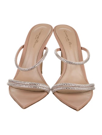 Gianvito Rossi Leather Crystal Embellishments Slides