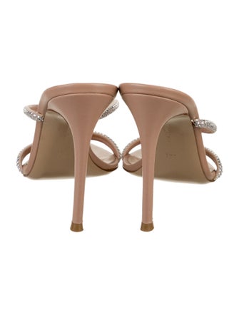 Gianvito Rossi Leather Crystal Embellishments Slides