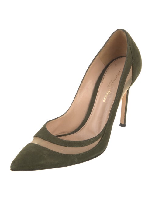 Gianvito Rossi Suede Mesh Accents Pumps