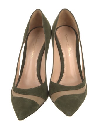 Gianvito Rossi Suede Mesh Accents Pumps