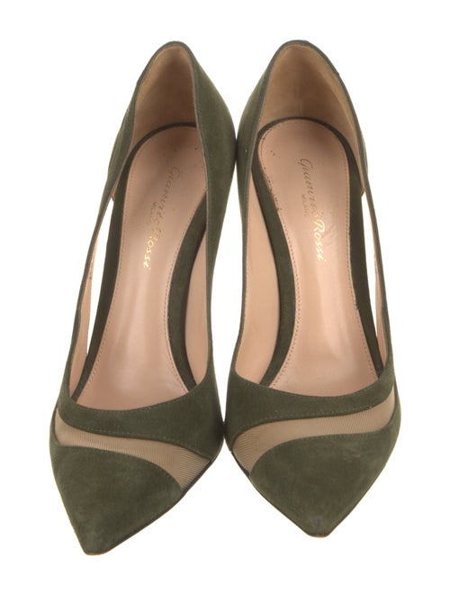 Gianvito Rossi Suede Mesh Accents Pumps