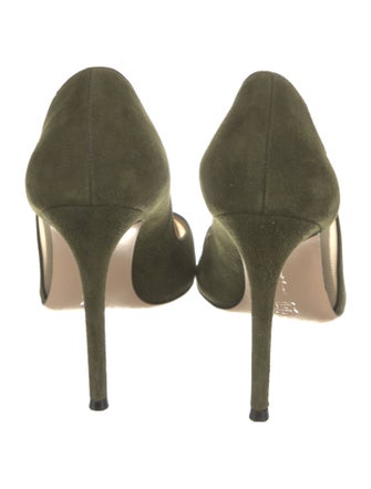 Gianvito Rossi Suede Mesh Accents Pumps