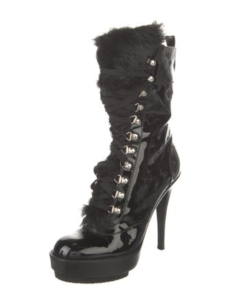 Gianvito Rossi Patent Leather Lace-Up Boots