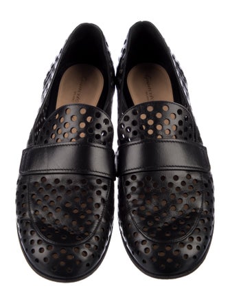 Gianvito Rossi Leather Cutout Accent Flats