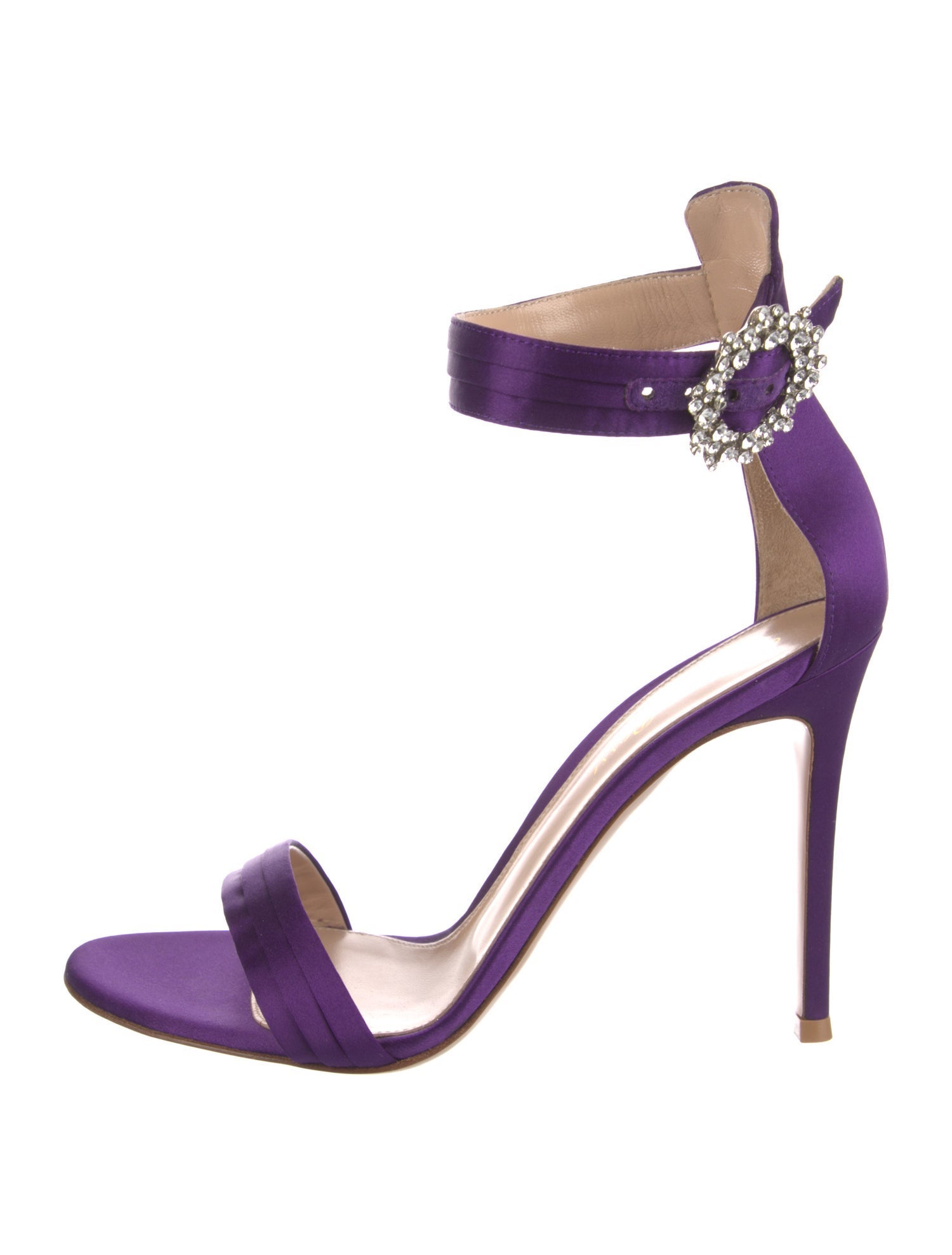 Gianvito Rossi Satin Crystal Embellishments Sandals