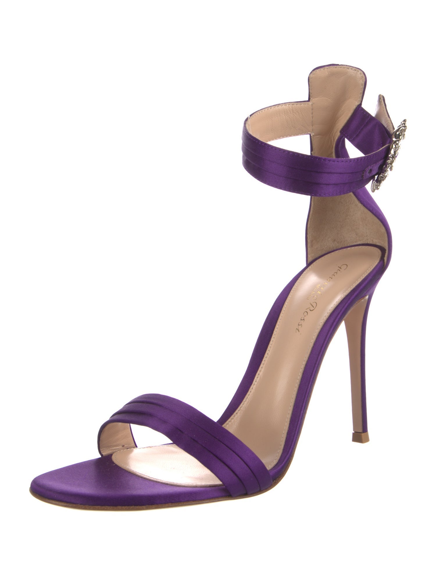 Gianvito Rossi Satin Crystal Embellishments Sandals