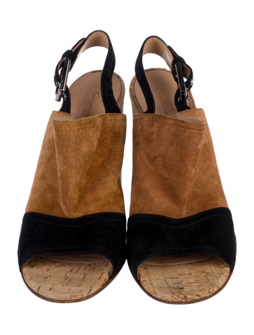 Gianvito Rossi Suede Colorblock Pattern Slingback Sandals