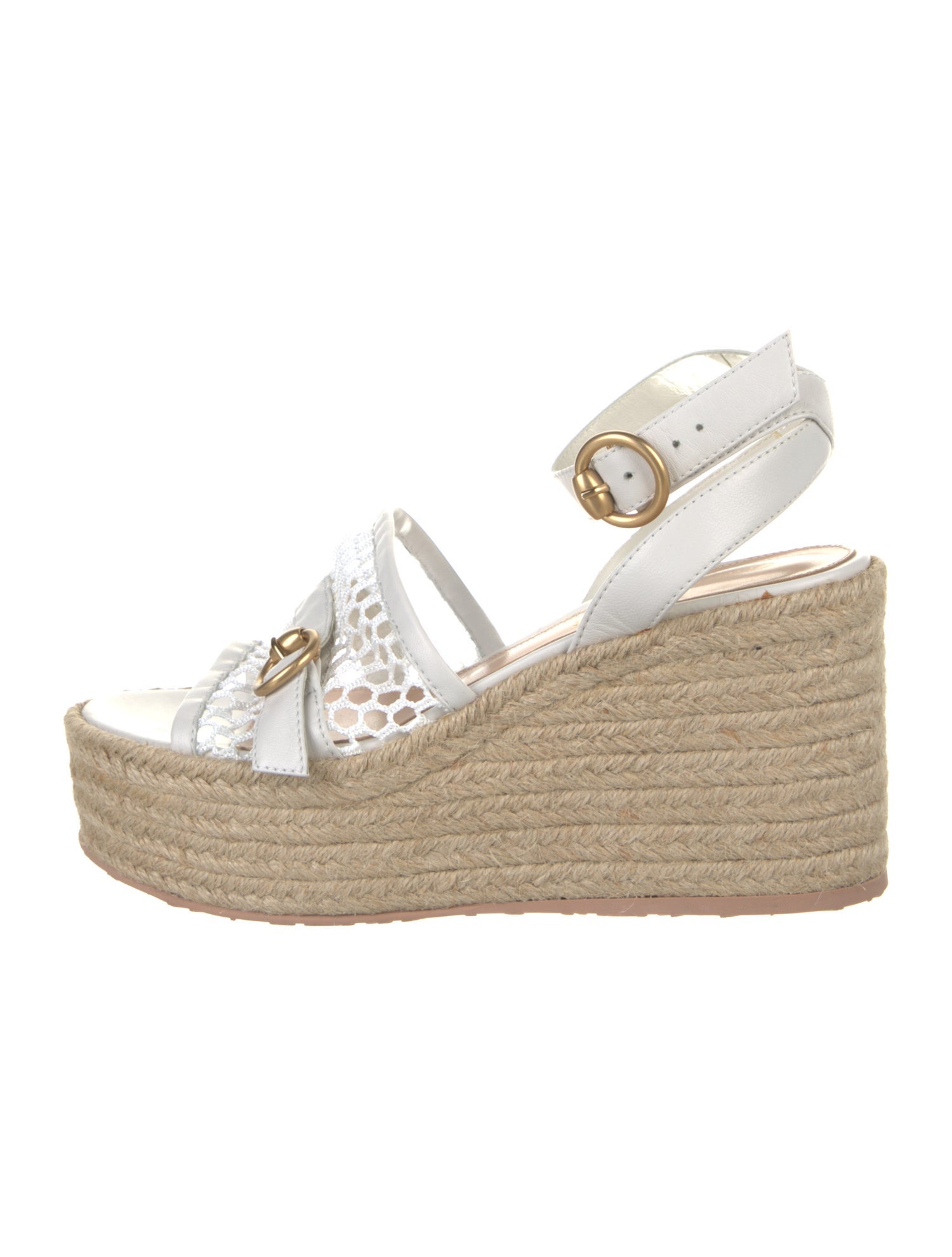 Gianvito Rossi Leather Colorblock Pattern Espadrilles