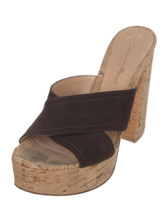 Gianvito Rossi Denim Printed Slides