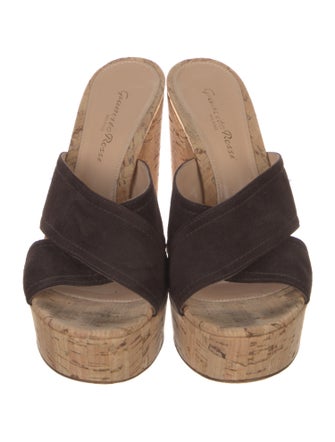 Gianvito Rossi Denim Printed Slides