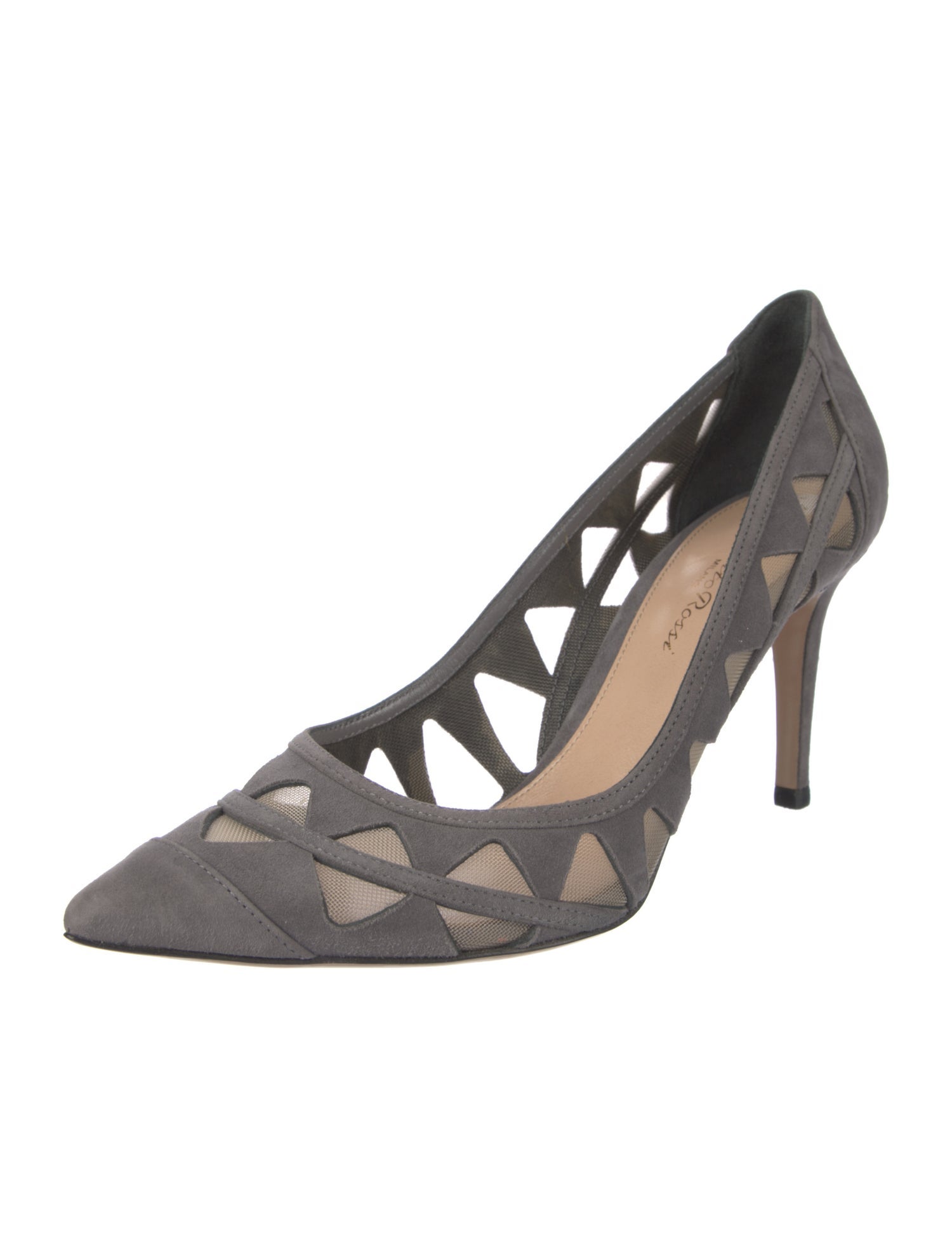 Gianvito Rossi Suede Mesh Accents Pumps