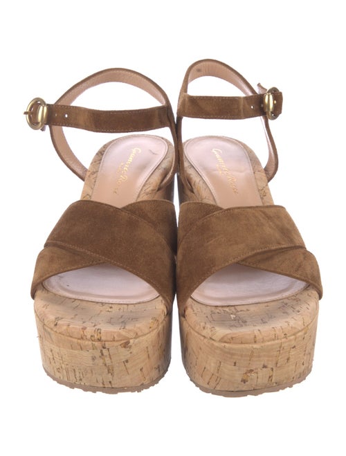 Gianvito Rossi Suede Colorblock Pattern Mules