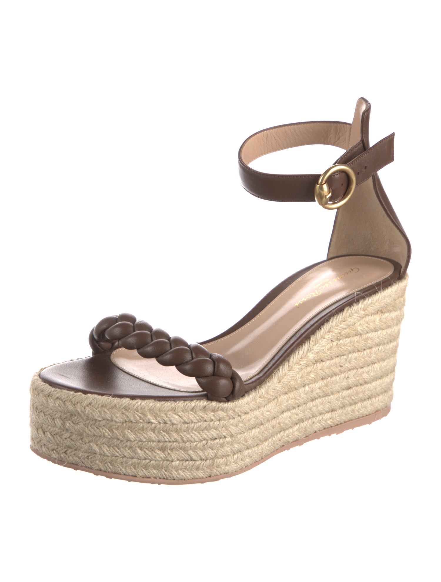 Gianvito Rossi Leather Braided Accents Espadrilles