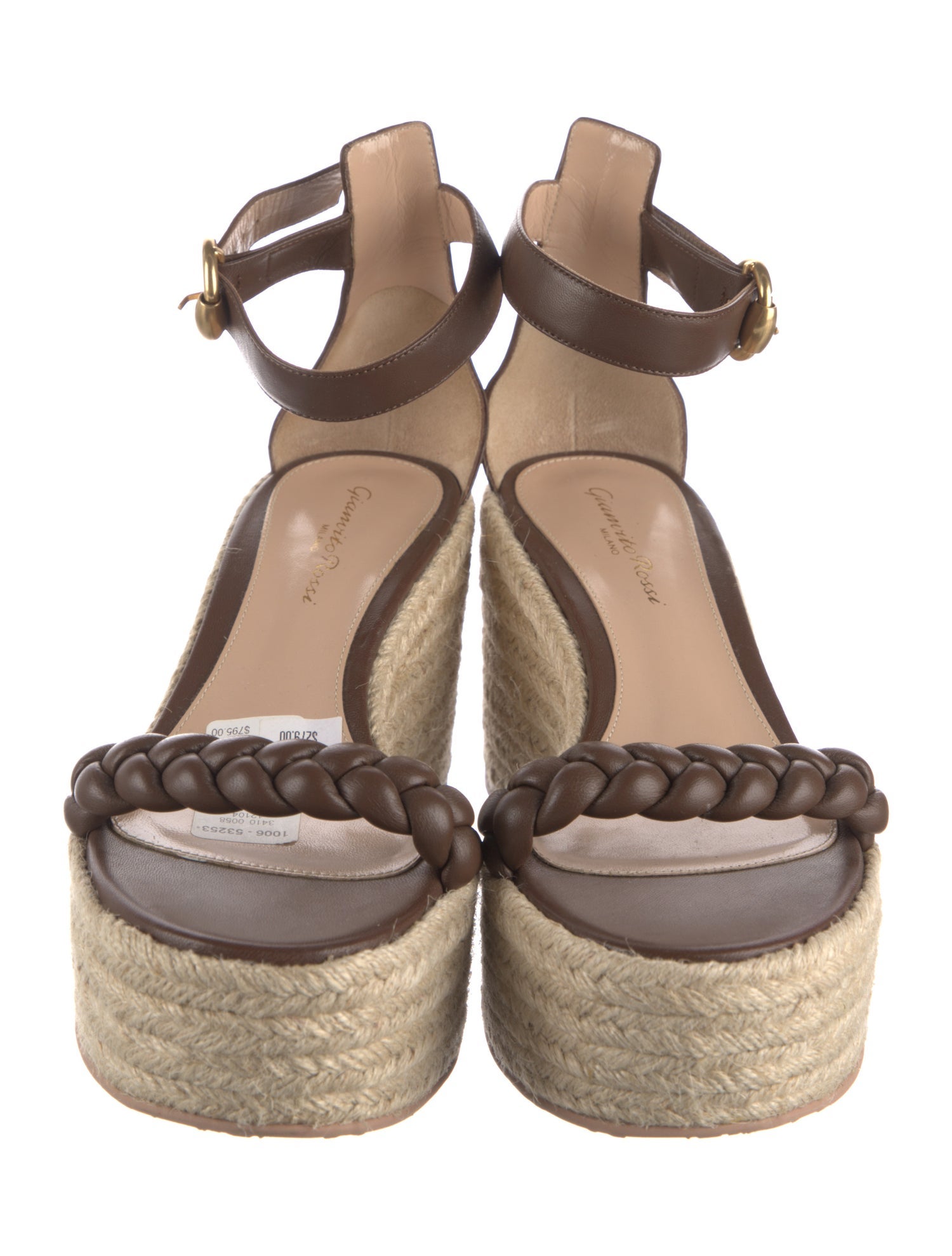 Gianvito Rossi Leather Braided Accents Espadrilles