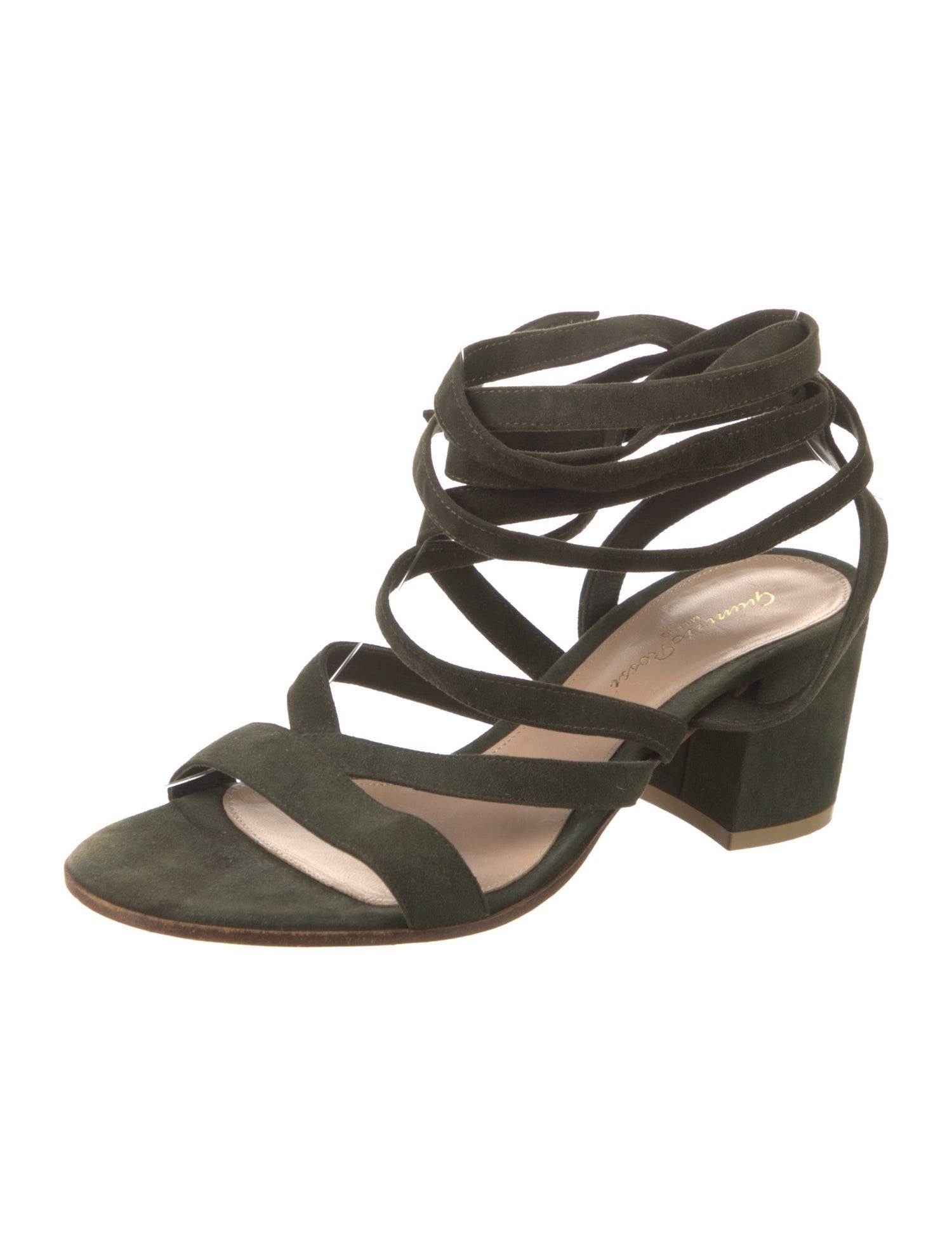 Gianvito Rossi Suede Leather Trim Embellishment Gladiator Sandals