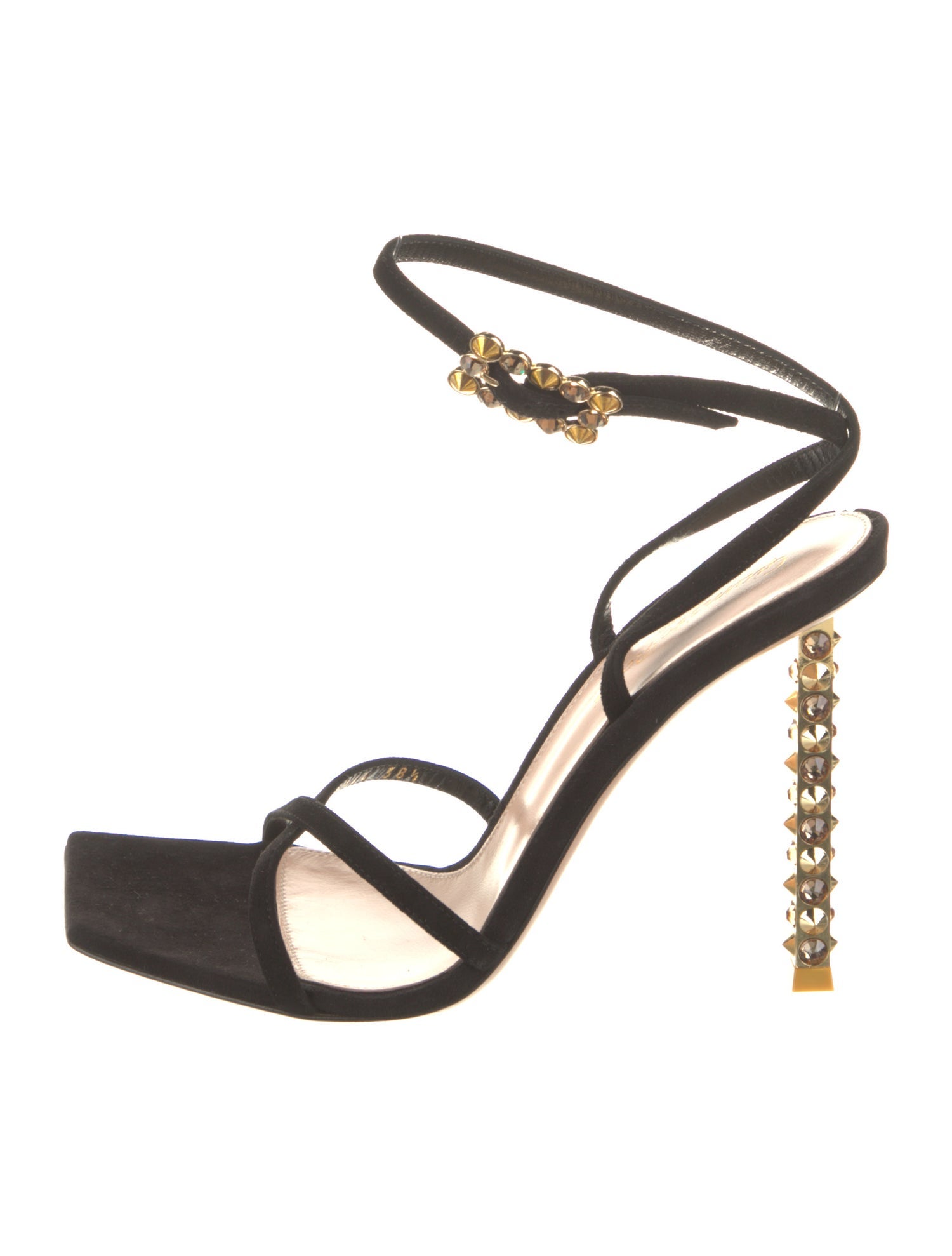 Gianvito Rossi Suede Crystal Embellishments Slingback Sandals