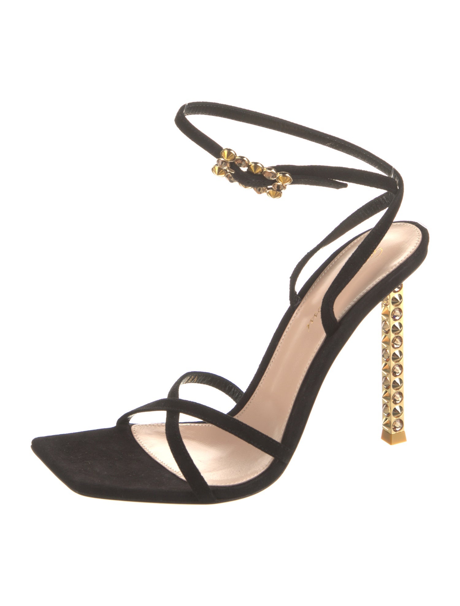 Gianvito Rossi Suede Crystal Embellishments Slingback Sandals