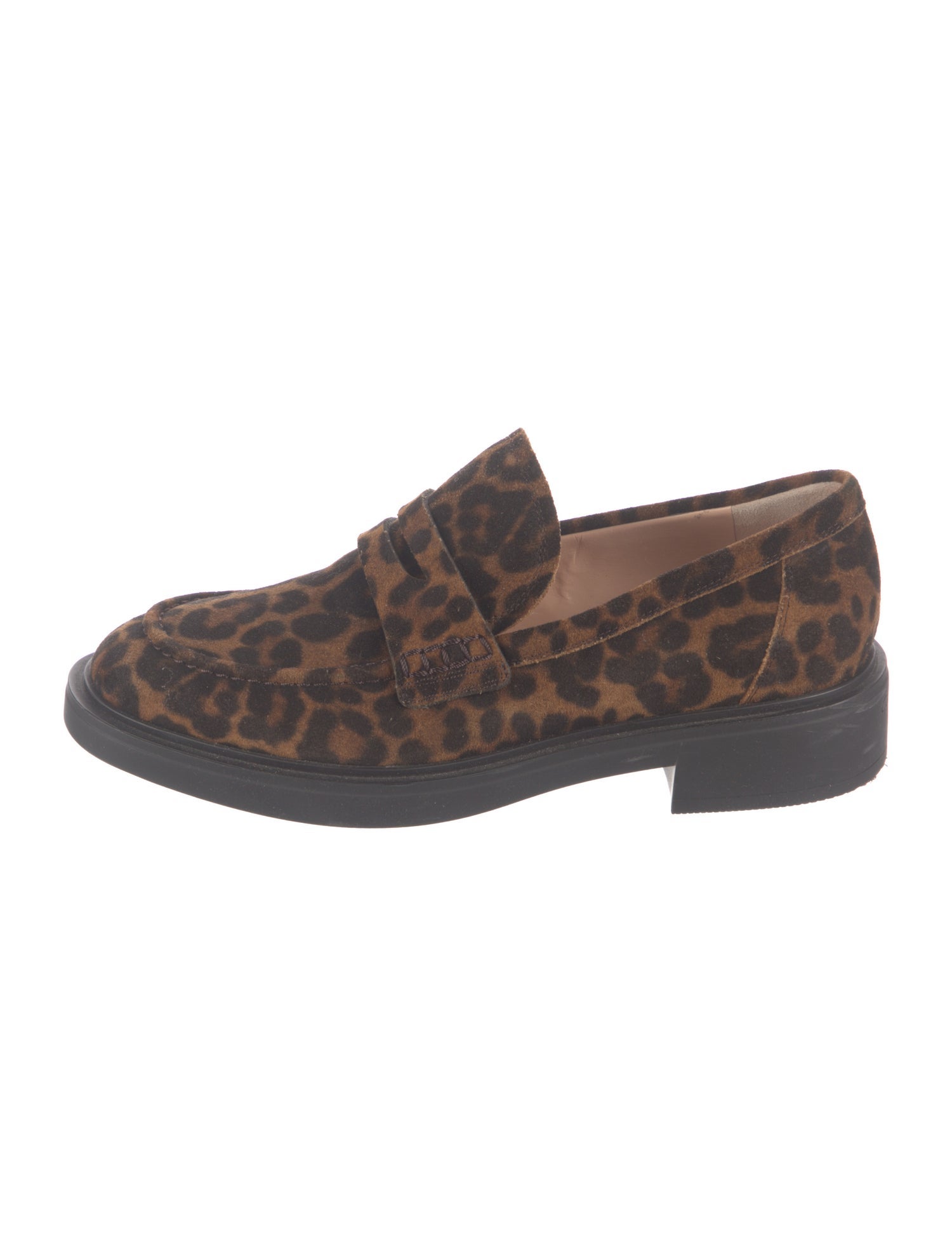 Gianvito Rossi Suede Animal Print Loafers