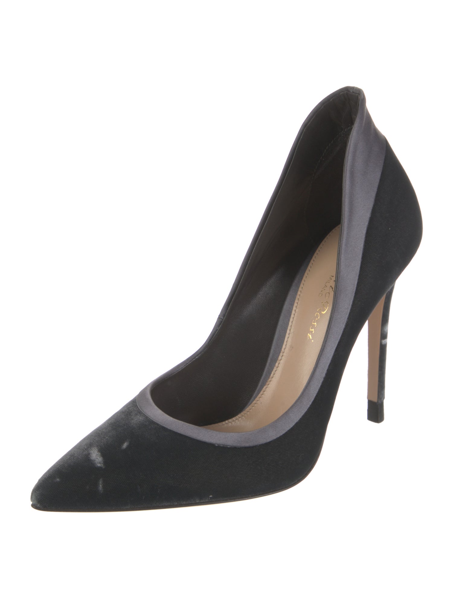 Gianvito Rossi Velvet Leather Trim Embellishment Pumps